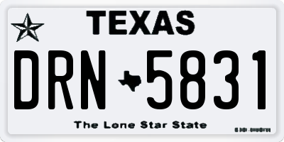 TX license plate DRN5831