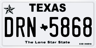 TX license plate DRN5868