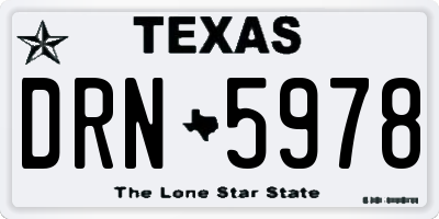 TX license plate DRN5978