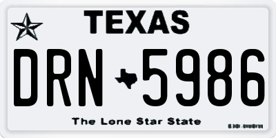 TX license plate DRN5986