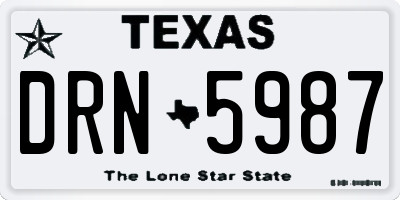 TX license plate DRN5987