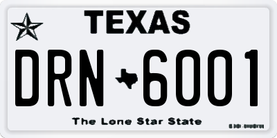 TX license plate DRN6001