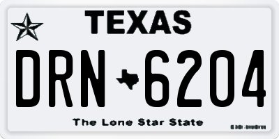 TX license plate DRN6204