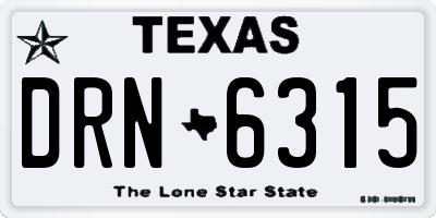 TX license plate DRN6315