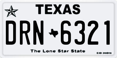 TX license plate DRN6321