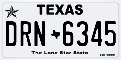 TX license plate DRN6345