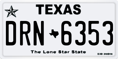 TX license plate DRN6353