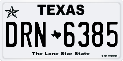 TX license plate DRN6385