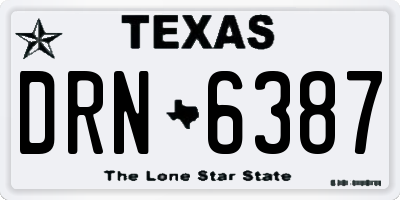 TX license plate DRN6387