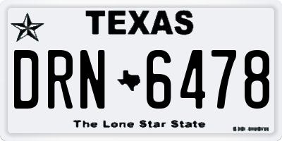 TX license plate DRN6478