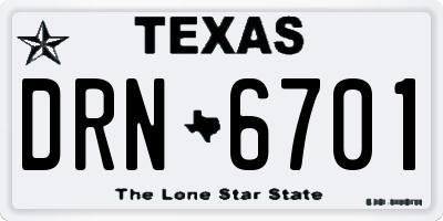 TX license plate DRN6701