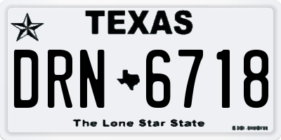 TX license plate DRN6718