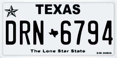 TX license plate DRN6794