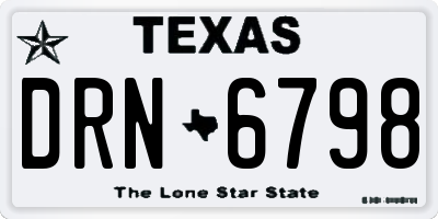 TX license plate DRN6798