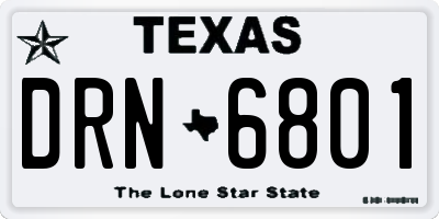 TX license plate DRN6801