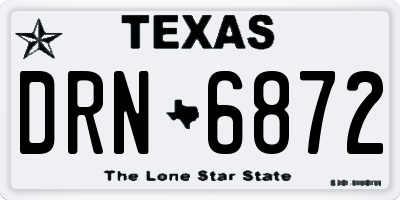 TX license plate DRN6872