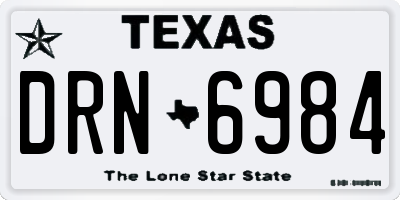 TX license plate DRN6984