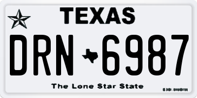 TX license plate DRN6987