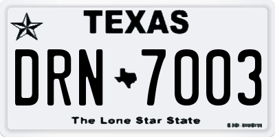 TX license plate DRN7003