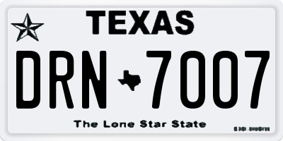 TX license plate DRN7007
