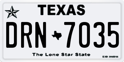 TX license plate DRN7035