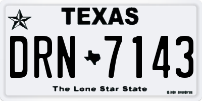 TX license plate DRN7143
