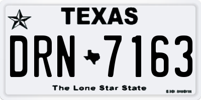 TX license plate DRN7163