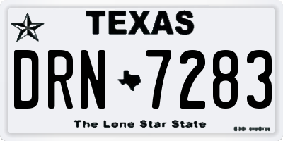 TX license plate DRN7283