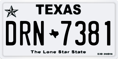 TX license plate DRN7381