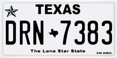TX license plate DRN7383