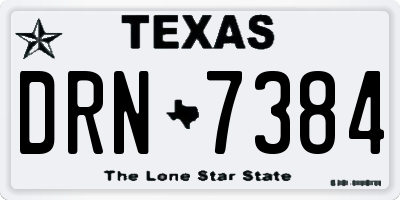 TX license plate DRN7384