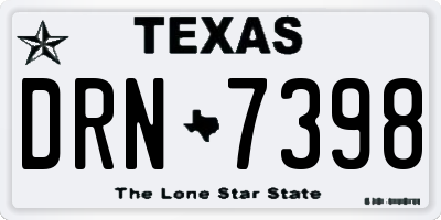 TX license plate DRN7398