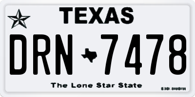 TX license plate DRN7478