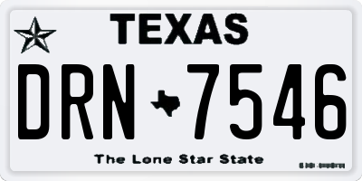 TX license plate DRN7546
