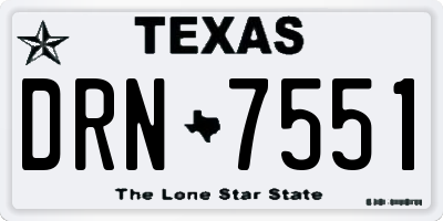 TX license plate DRN7551