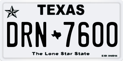 TX license plate DRN7600