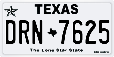TX license plate DRN7625