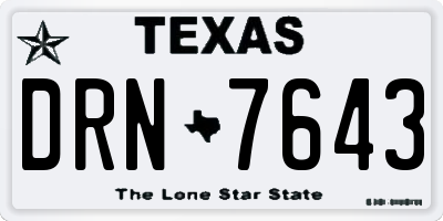 TX license plate DRN7643