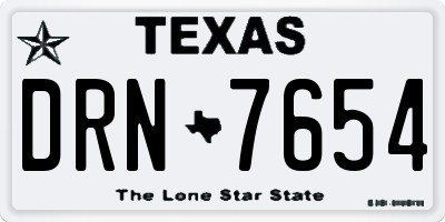 TX license plate DRN7654