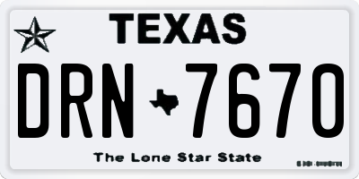 TX license plate DRN7670
