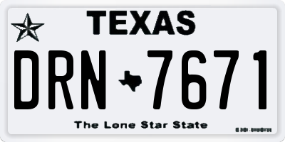 TX license plate DRN7671