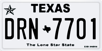 TX license plate DRN7701