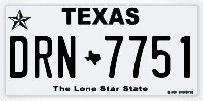 TX license plate DRN7751