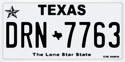 TX license plate DRN7763