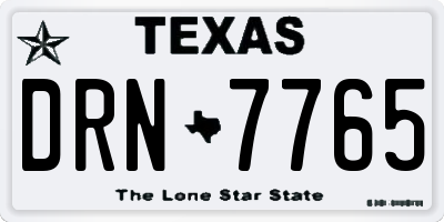 TX license plate DRN7765