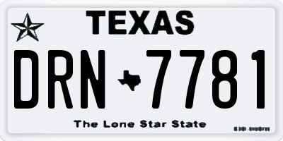 TX license plate DRN7781