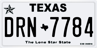 TX license plate DRN7784