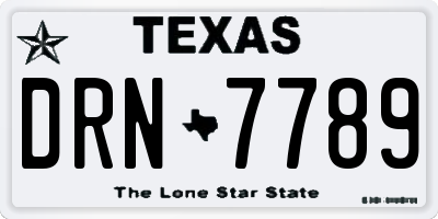 TX license plate DRN7789
