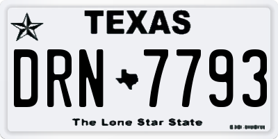 TX license plate DRN7793