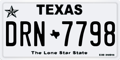 TX license plate DRN7798